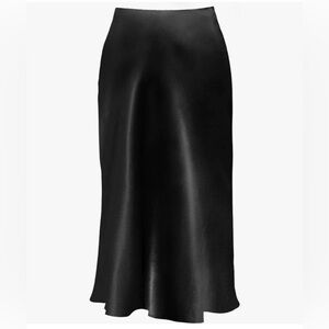 SHEIN Black Satin Midi Skirt XXL